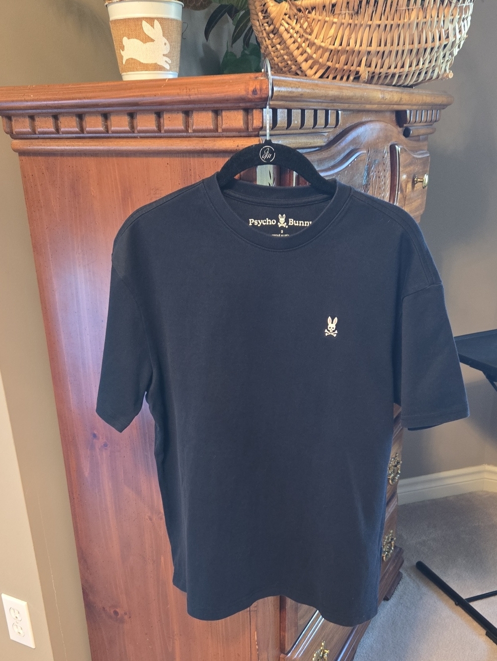 PSYCHO BUNNY Men's 100% Pima Cotton Black Short-Sleeve Logo Tee Size 3/ XS